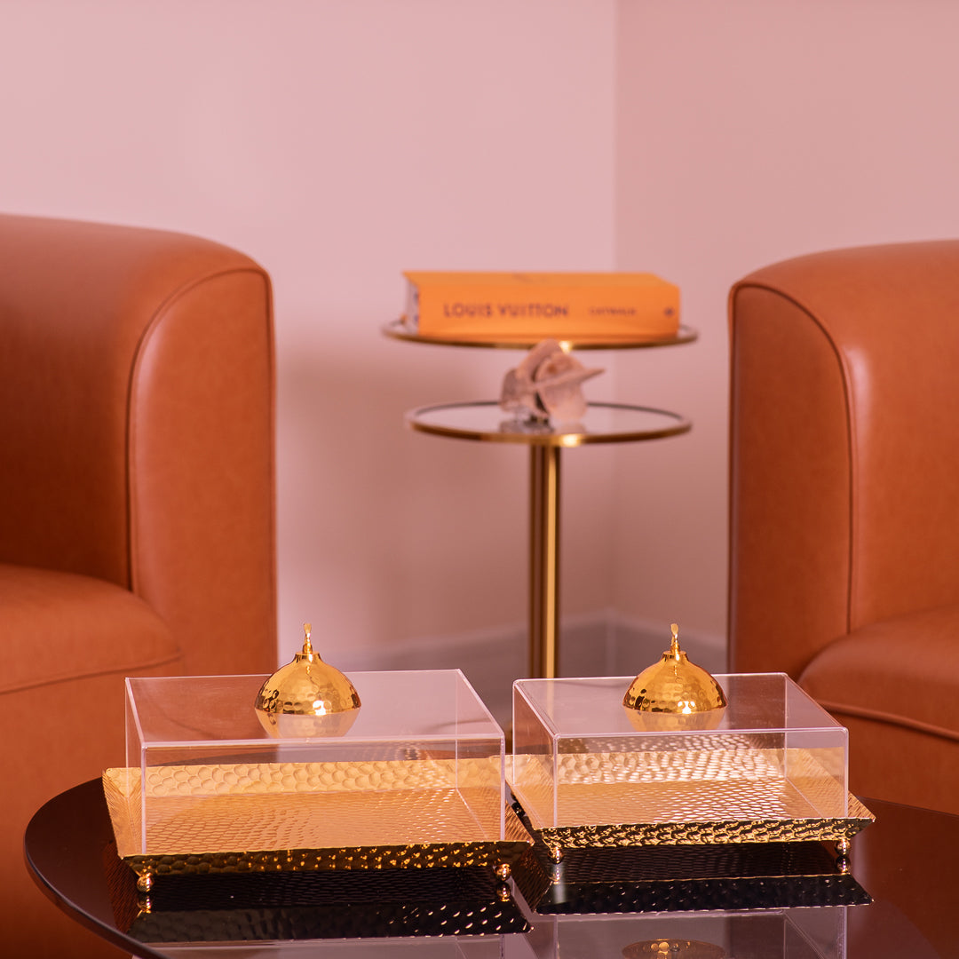 Gold Square Plate w/ Cover