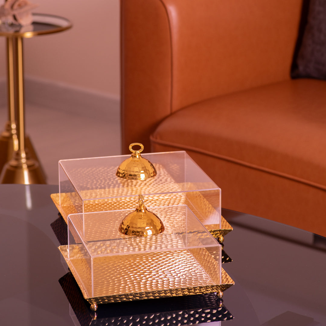 Gold Square Plate w/ Cover
