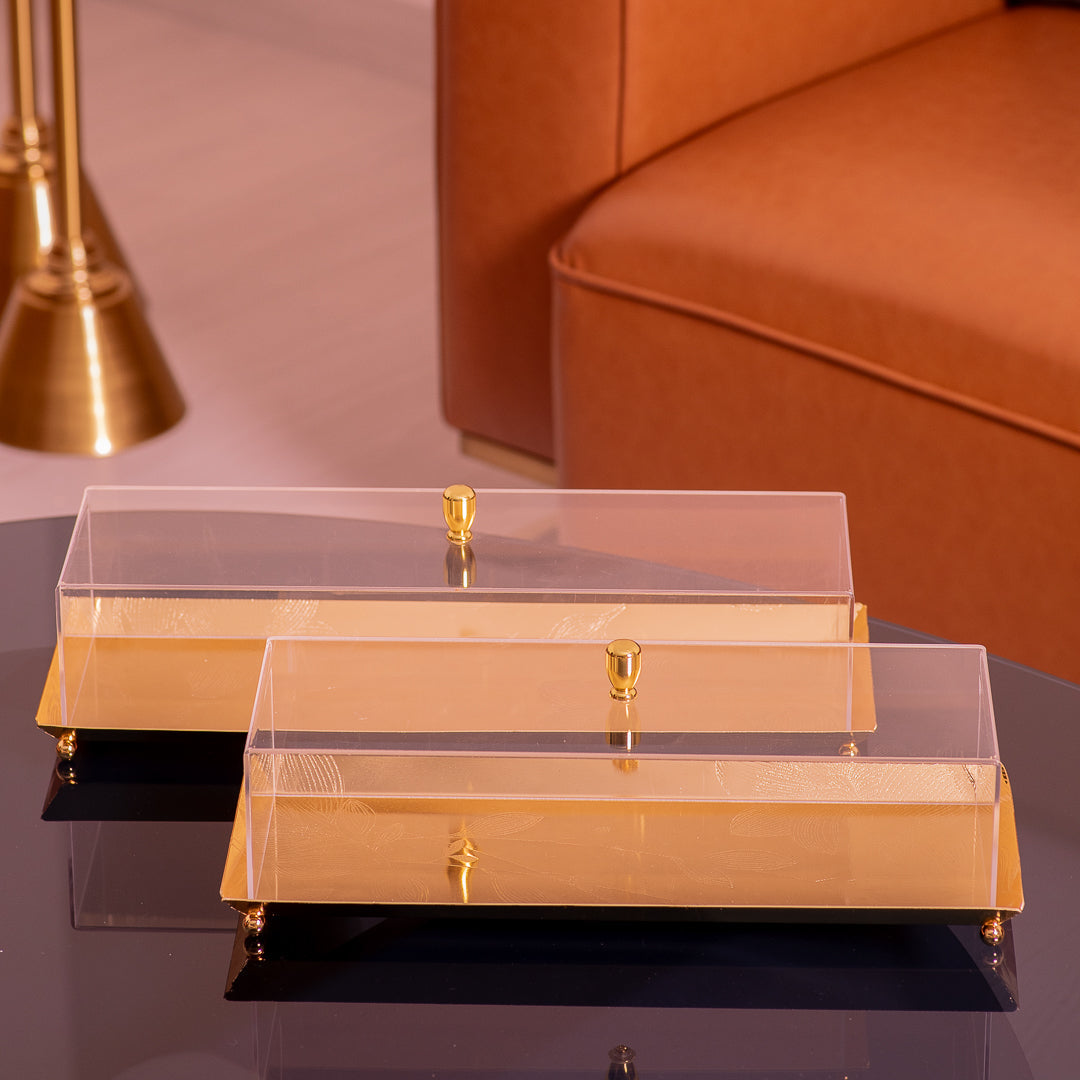 Gold Rectangular Plate w/ Cover