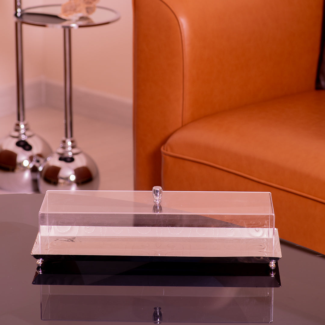 Silver Rectangular Plate w/ Cover