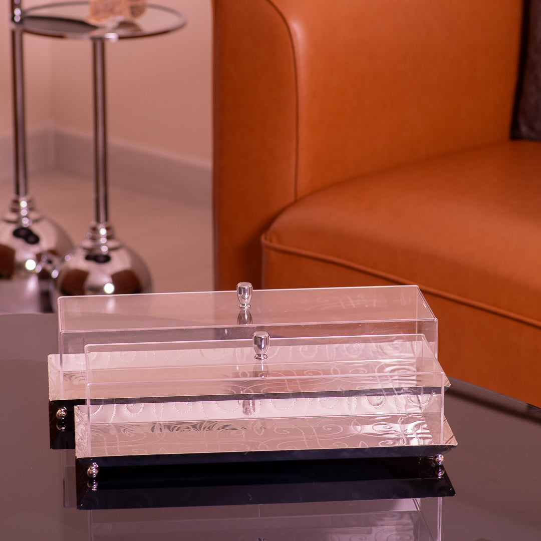 Silver Rectangular Plate w/ Cover