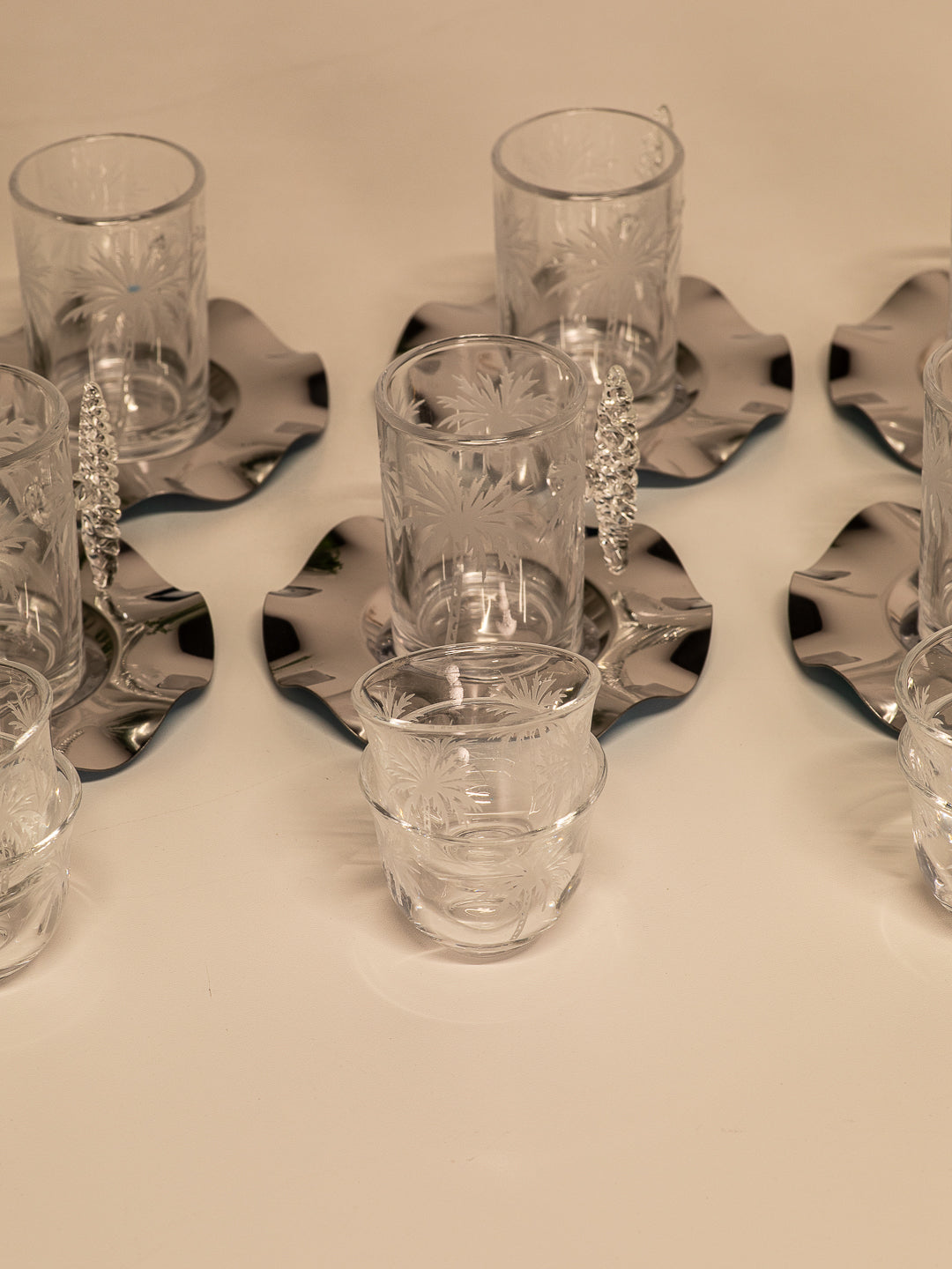 Palm Tree Tea & Coffee Set - Silver