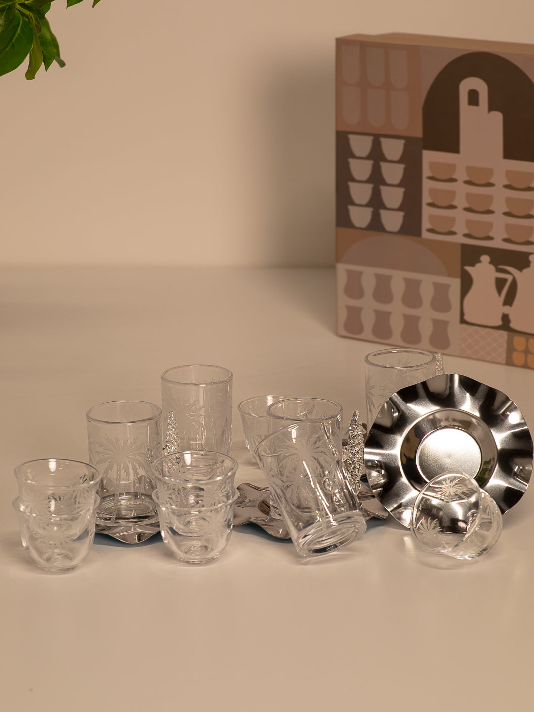 Palm Tree Tea & Coffee Set - Silver