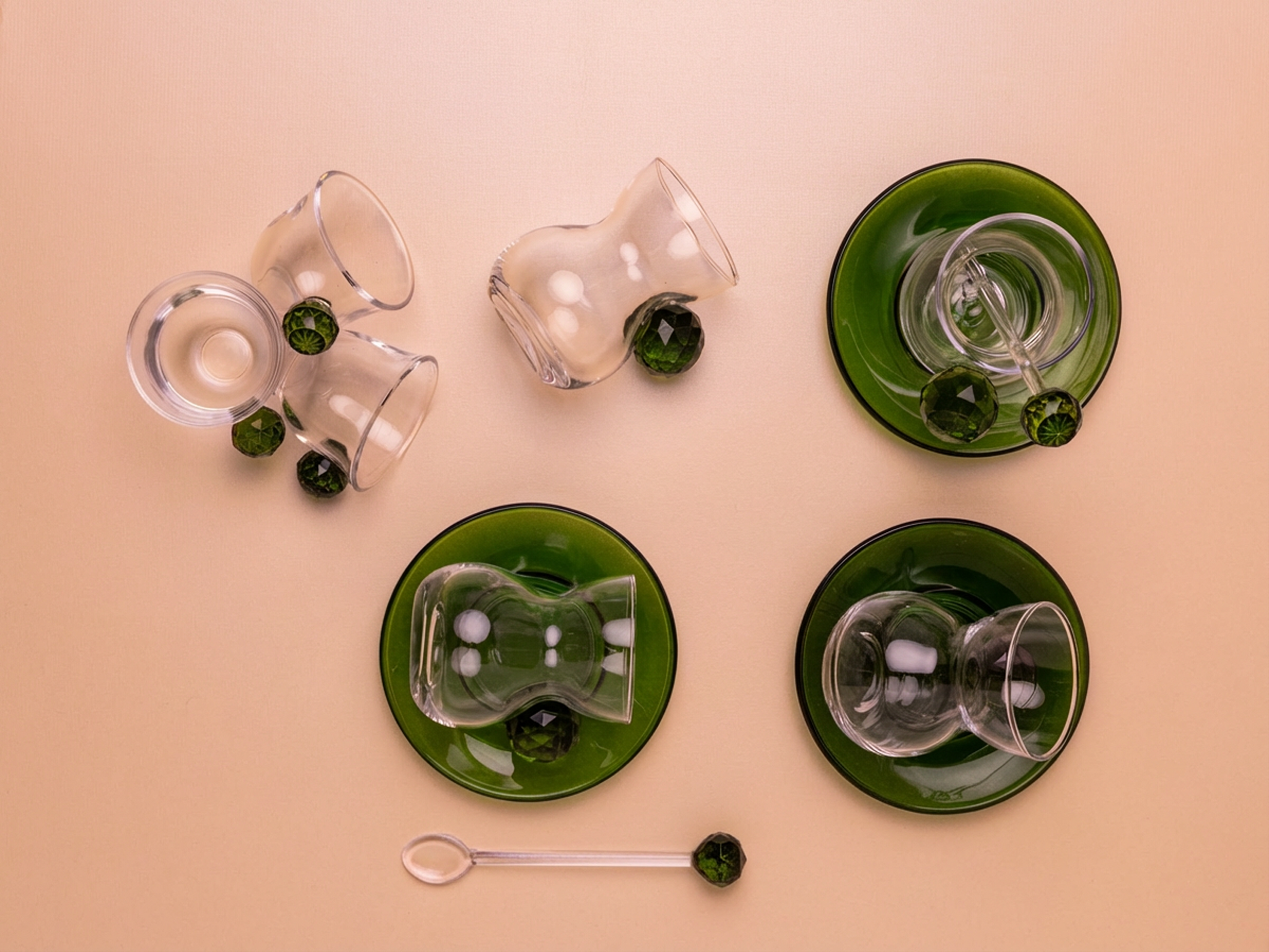 Green Crystal Tea & Coffee Set