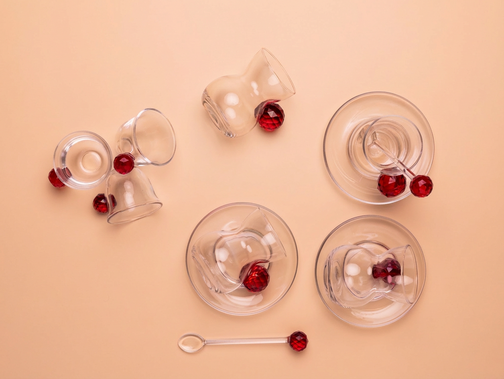 Red Crystal Tea & Coffee Set