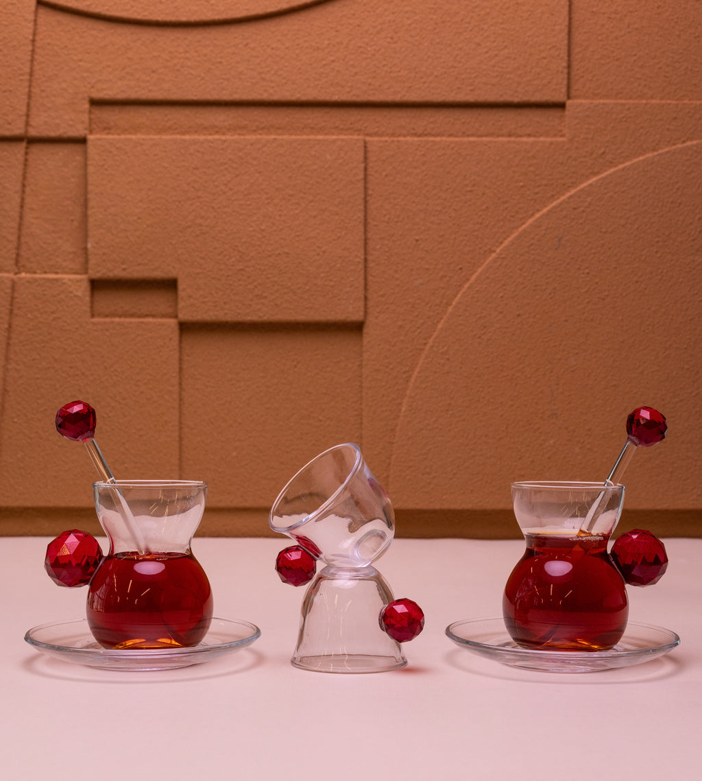 Red Crystal Tea & Coffee Set