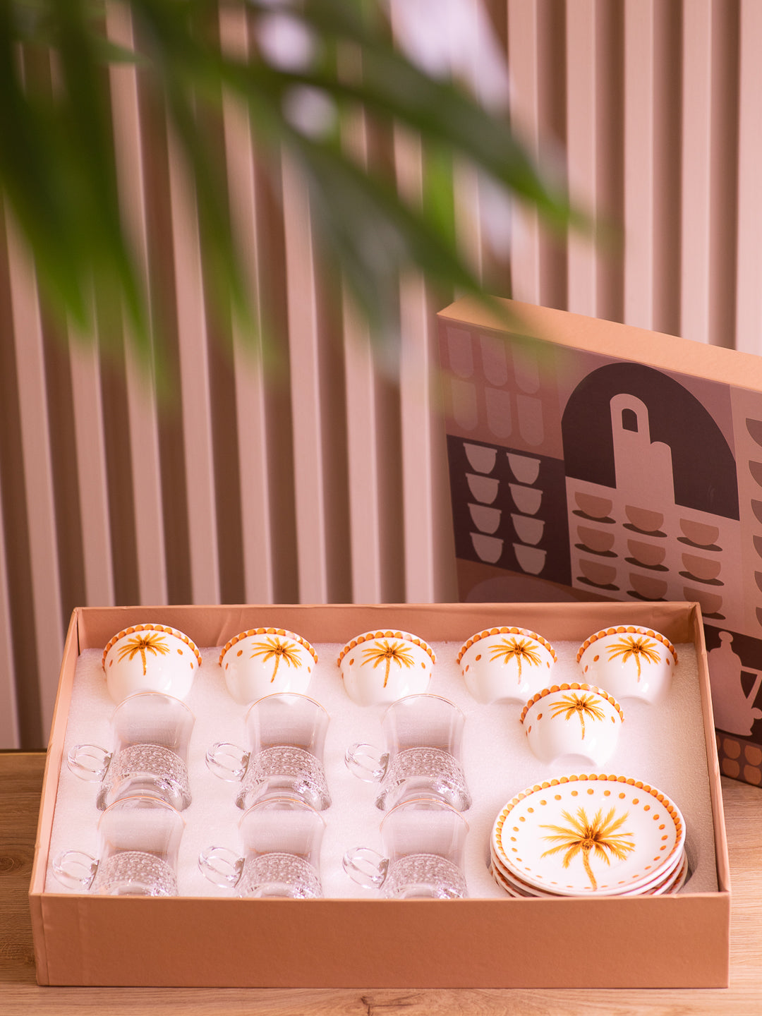 Palm Tree Tea & Coffee Set - Orange