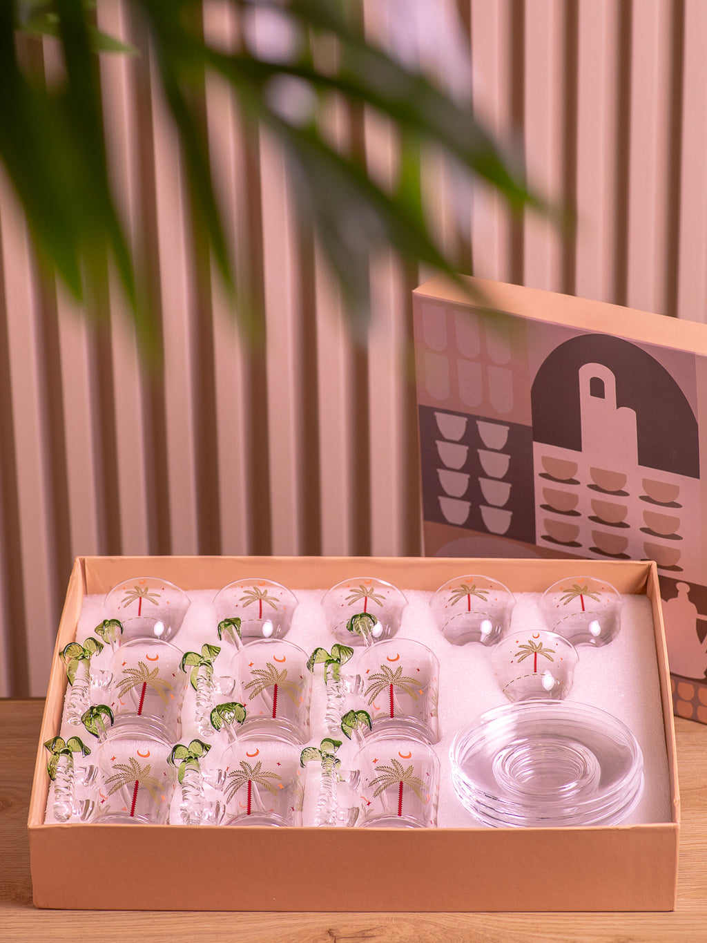 Palm Tree Tea & Coffee Set - Colorful