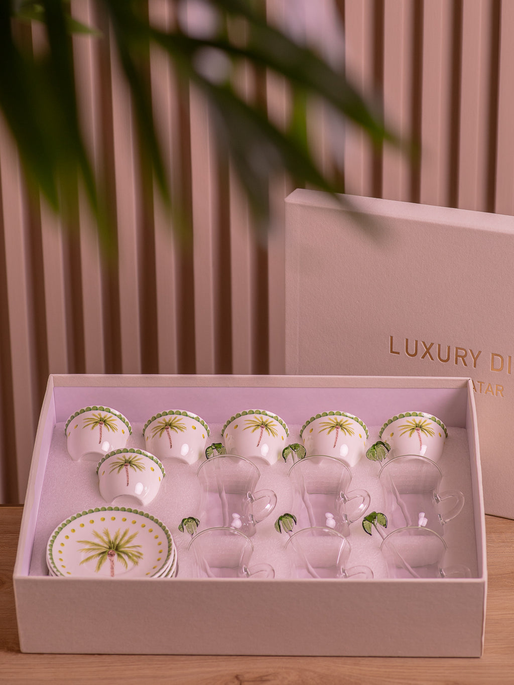 Palm Tree Tea & Coffee Set - Green