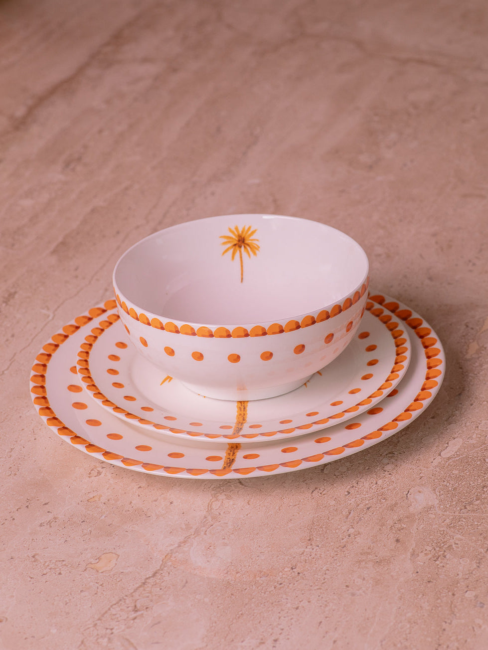 Palm Tree Dinnerware Set - Orange