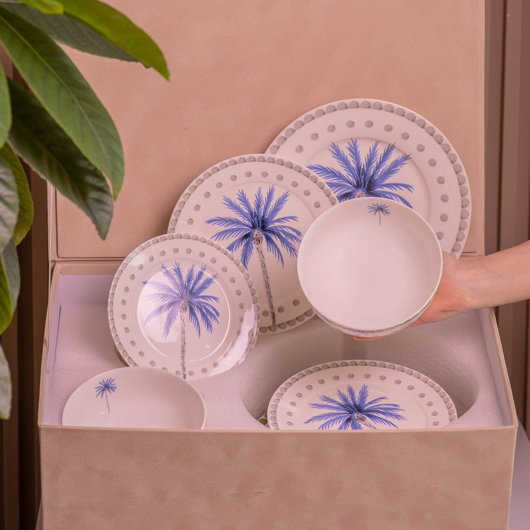 Palm Tree Dinnerware Set - Blue